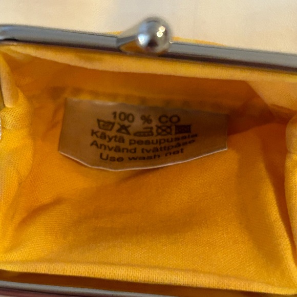 Marimekko small bag purse coin holder in Yellow n Orange stripes - Picture 7 of 7